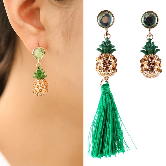 Pineapple Tassel Pierced Earrings - Picture 2 of 3
